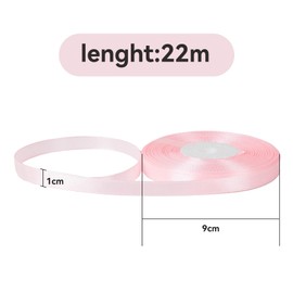 10mm X 22 Meters Solid Pink Ribbon,Double Sided Polyester Ribbons for Gift Wrapping,Satin Wide Gift Ribbon,for Christmas,Wedding,Birthday,Valentine,Baby Shower,Car,Hair Bow,DIY Crafting