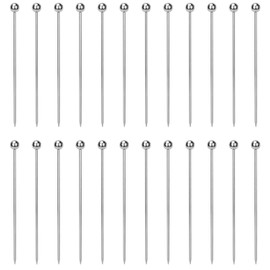 24PCS Cocktail Picks, Reusable Metal Toothpick, Stainless Steel Cocktail Toothpick, Martini Skewer, Bloody Mary Skewer for Olive Appetizer Fruit (4.3 inch)
