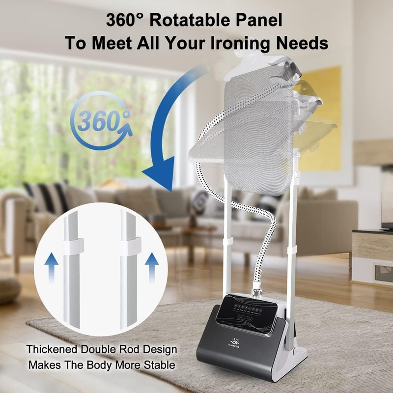 1500W Standing Clothes Steamer with Adjustable Ironing Board, 90 Min