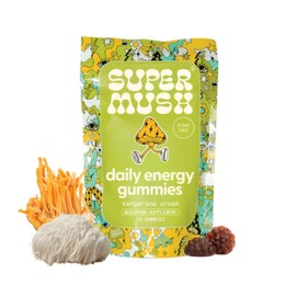 SuperMush Energy Mushroom Gummies - Organic Lions Mane Supplement with Cordyceps, Rhodiola, L-Theanine, Maca - Vegan & Sugar-Free - Energy, Focus, Stamina, Stress Reduction - 60 Gummies (30 Servings)