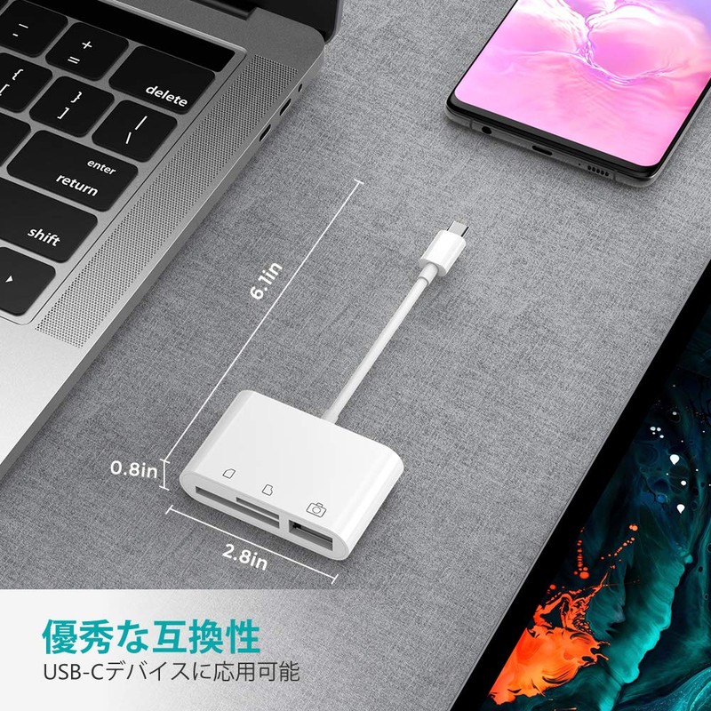 USB Type C SD Card Reader, Portable USB C Camera,