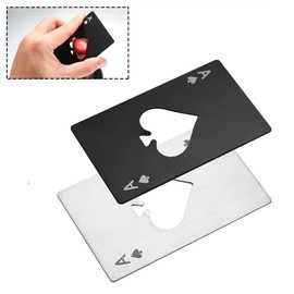 6-Pack Ace of Spades Bottle Openers – Stainless Steel Playing Card Shape Beer Openers, Poker Party Favors, Wedding Groomsmen Gifts, Credit Card Size Tools