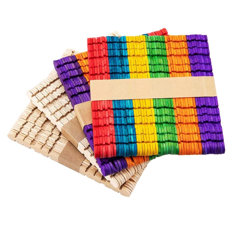 Allazone Sawtooth Wooden Craft Sticks, Wooden Ice Sticks for Art,