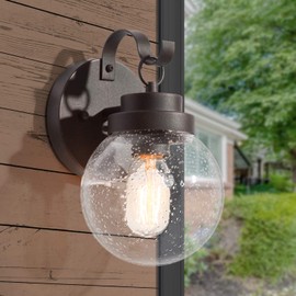 LNC Outdoor Sconces Wall Lighting, Seeded Glass Globe, Rustic Bronze Finish, E26 Socket, Weather-Proof Exterior Wall Light Outdoor Light Fixtures for Porch, Yards, Front Door