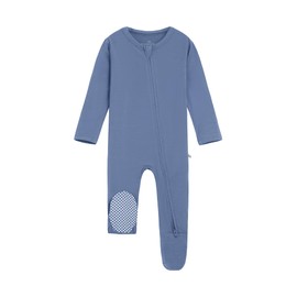 BambooBud Baby Rompers Boys Girls Footed Pajamas Unisex Long Sleeve Zipper Romper Footie Newborn Infants, Moonlight Blue, 0-3Months