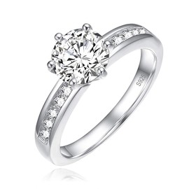 OLIVIASO 925 Sterling Silver Engagement Ring 2.5ct Round Solitaire Cubic Zirconia Rings Promise Eternity Rings for Women Size 6