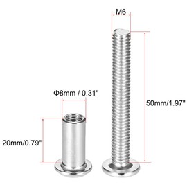 TA-VIGOR 5 Sets Furniture Connecting Screws Bolts, M6 x 50mm Binding Screws Posts Belt Buckle Binding Bolts, Hex Socket Fasteners for Kitchen Cabinet Cupboard Furniture Connectors