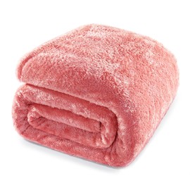 Whale Flotilla Coral Pink Twin Size Blanket for Bed, 300GSM Soft Warm Fleece Fabric, Decorative Lightweight Plush Fluffy Blankets for All Season, 60x80 Inch