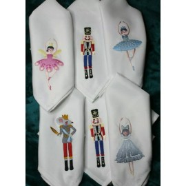 Unbranded Christmas Nutcracker, Clara, Sugar Plum Fairy, Snow Queen Embroidered 6 Napkins