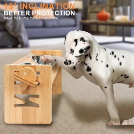 yifan Elevated Dog Bowls Adjustable Raised Dog Food Bowl Stand 2 Stainless Steel Small