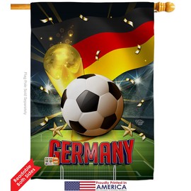 Ornament Collection World Cup Germany House Flag Sports Soccer Game Goal Ball Football Entertainment Activity Physical Small Decorative Gift Yard Banner Double-Sided Made in USA 28 X 40