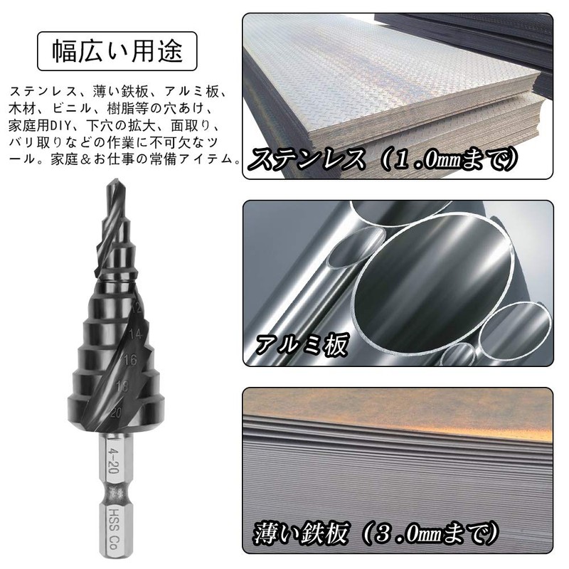 XMSSAA Hexagonal Drill Bit for Stainless Steel, Titanium Nitride Aluminum-Coated,