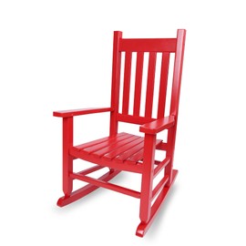 Hngilkoo Wooden Red Rocking Chair for Toddlers and Children Comfy Recliner Rocker for Baby Girls Outdoor Lounge Chair for Kids Age 6-10 Indoor
