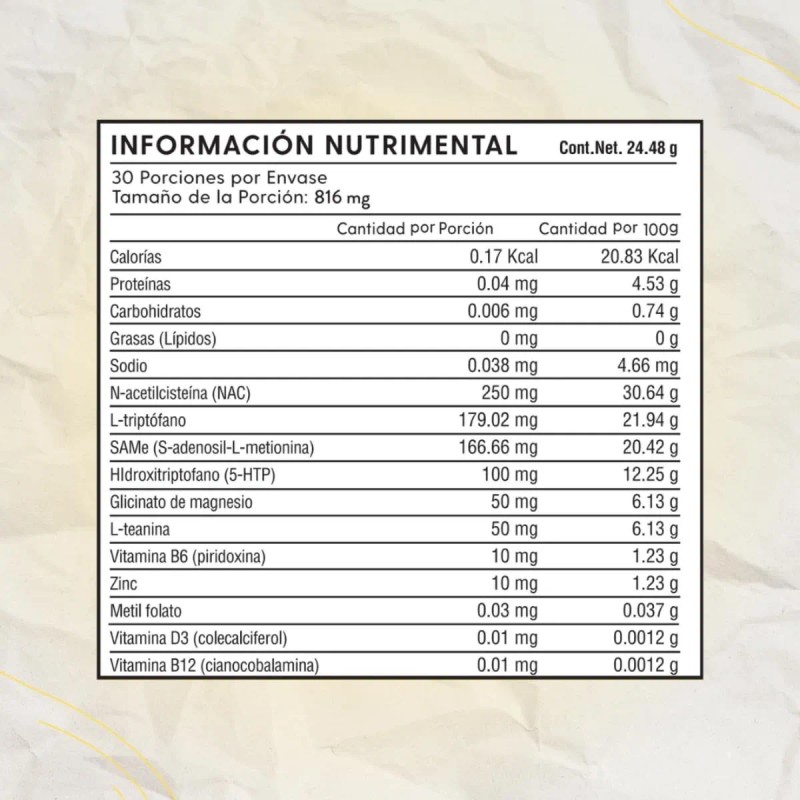 Nootrópico Platinum Para Humor Con Metil Folato Homodeus Sabor Sin
