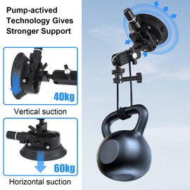 Taisioner Camera Suction Cup Mount 4.5in Pump-actived Vacuum Suction Mount with Ball HeadQuick Release Magic Arm Metal Suction Cup Mount on Car Boat Windshield Window Camera/Action Camera/Phone Holder