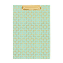Blu Monaco Aqua Clipboard with Gold Foil Square Geometric Pattern - Letter Size Decorative Clipboard for Home and Workplace Organization