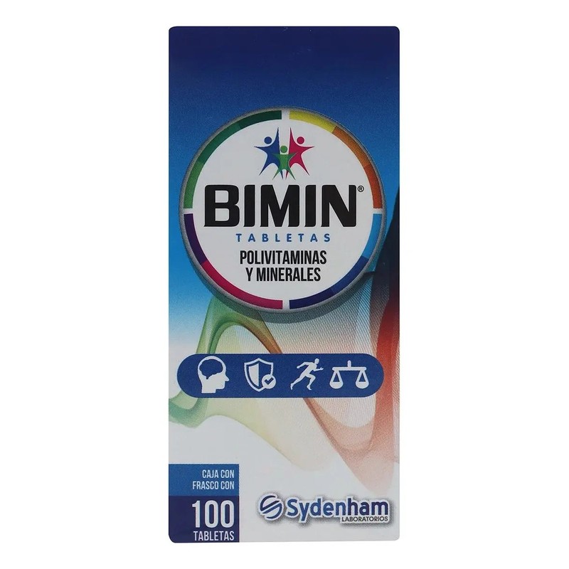 Bimin Polivitaminas Y Minerales 100 Tab. Sydenham Suplemento Sabor Sin