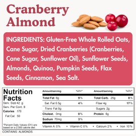 Earnest Eats Superfood Oatmeal – Cranberry Almond Flax – Vegan, Gluten-Free, 6g Plant Protein, 5g Fiber, No Added Sugar, 48 Servings Total (6 Pack)