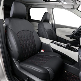 coverdream Custom Seat Covers Compatible with Select Nissan Sentra 2013 2014 2015 2016 2017 2018 2019 Models - Leatherette (Red/Black,Full Set)