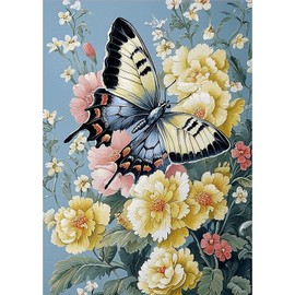 MOGTAA Butterfly Diamond Art Kits for Adults, 5D Full Drill Diamond Painting Kits for Adults Beginners, DIY Flowers Landscape Round Diamond Dots for Adults, Gem Art for Home Decor 12 X 16Inch