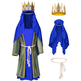TOKYO REVENGERS Kids 3 Wise Men Costume Biblical Nativity Costume Three Kings Costume For Boys Accessories Set(Blue 150)