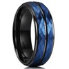 King Will Hammer 8mm Blue Hammered Tungsten Carbide Ring Black