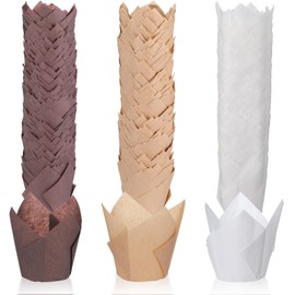 600 Pcs Tulip Cupcake Liners Greaseproof Paper Tulip Muffin Liners Baking Cup Cupcake Wrappers Holders for Weddings Birthdays Anniversaries Banquets Party Christmas