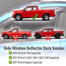 AirSleek 4x 2015-24 Ford F150 Extended / Super Cab Door Deflector Vent Visors Rain Guards