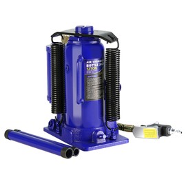 SPOFLYINN 12 Ton (24000 LBs) Pneumatic Air Hydraulic Bottle Jack for Auto Repair Heavy-Duty Air Hydraulic Jack with Manual Hand Pump Blue
