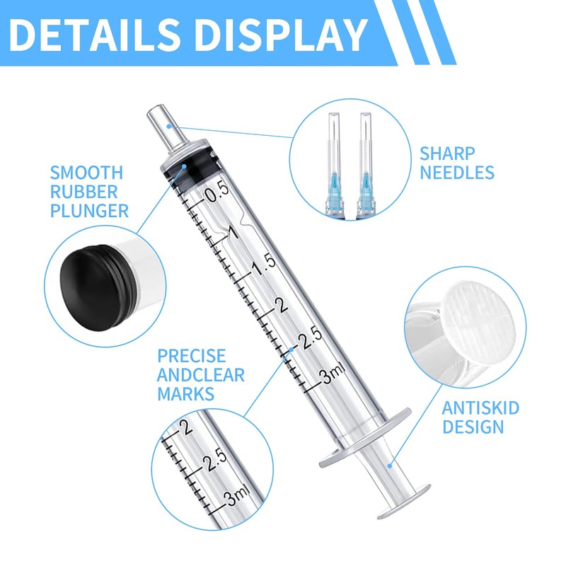20 Pack 3ml Plastic Syringe with 0.6 x 25mm Syringes