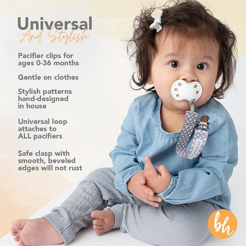 BooginHead Pacifier Clip Pacifier Holder PaciGrip 2-Pack, Pink Rainbows