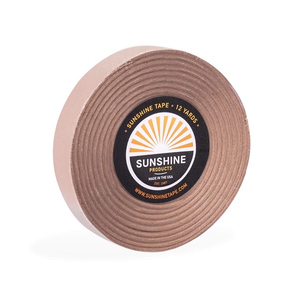 Extended Wear Hair System Tape Roll - Sunshine Adhesive Wig Tape - Brown Liner Hair Tape - Long Lasting 1-2 Week Hold - 1/2" x 12yds