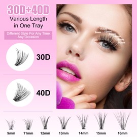 DIY Lash Extension Kit 280pcs Individual Lashes Cluster SZRMOCYD D Curl Eyelash Extension Kit Lash Clusters with Lash Bond and Seal and Lash Applicator Tool for Self Application