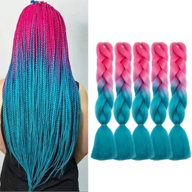TEESS 24-Inch Braids Extensions Synthetic Hair Crochet Jumbo Braids Synthetic Braiding Hair Ombre 1 Piece 100 g / bundle, 60 cm