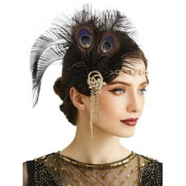 BABEYOND 1920s Flapper Headpiece Headband - Roaring 20s Great Feather Headband 1920s Flapper Accessories