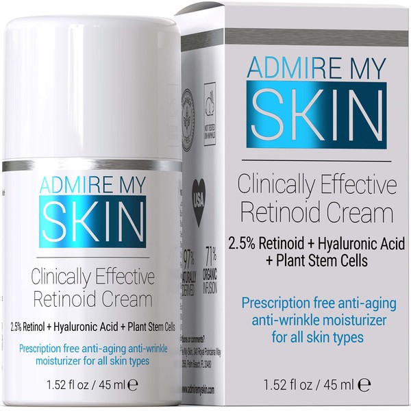 Admire My Skin Potent Retinoid Cream - This Anti Aging Anti Acne Retinol Cream Moisturizer Helps to Clear Skin, Eliminate Wrinkles and Provides You With That Healthy Youthful Glow