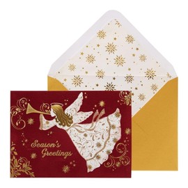 NIQUEA.D, Angel on Burgundy Flocking Christmas Card