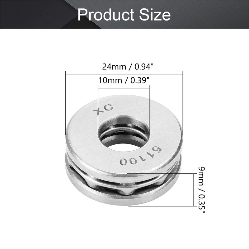 Othmro 51100 Thrust Ball Bearings, 3pcs 10mmx24mmx9mm Chrome Steel Roller