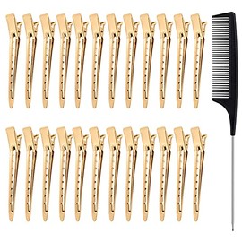 MELLIEX 24 St√ºck Abteilklammern Friseur, Haarclips Entebill Haarspangen Combi-Clip Stahl Haar Klammer Alligator Curl Clips Golden