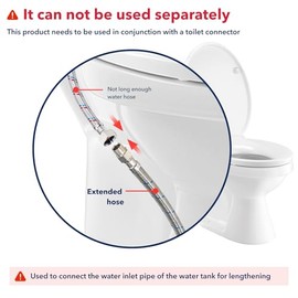 8 Inch Flexible Toilet Connector Extension, 7/8 female x 7/8 male Hose Adapter, Stainless Steel Braided Hose to Toilet Tank Compatible,1 pcs