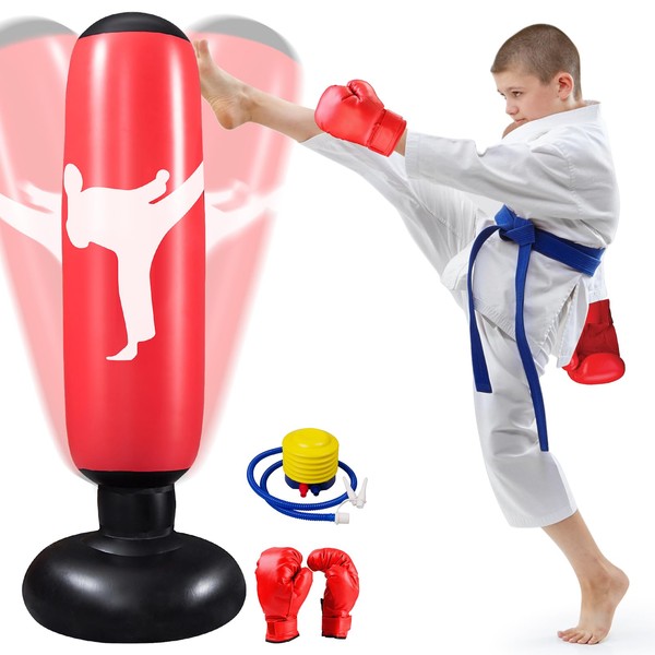 Qoosea Punch Bag for Children, 160 cm Standing Punch Bag,