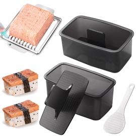 Musubi Press Mold Kit, 2 Pack Clear Musubi Maker with Stainless Steel 304 Luncheon Meat Slicer for SPAM