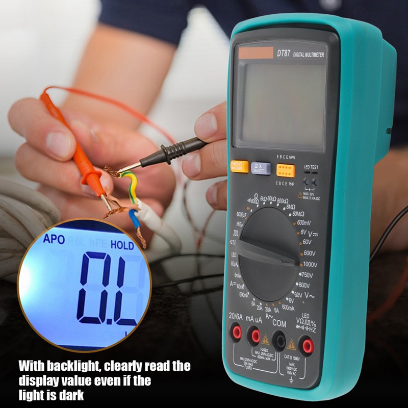 DT87 Multimeter 6000 Counts AC/DC Volt Amp Ohm Capacitance Frequency