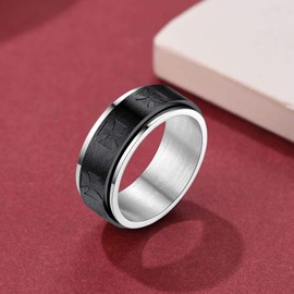 FaithHeart Stainless Steel Spinner Ring for Men Boys Celtic Knot Anxiety Ring Templar Knight Ring Star of David Star Ring with Gift Box Partner Ring Wedding Ring for Birthday Valentine's Day,