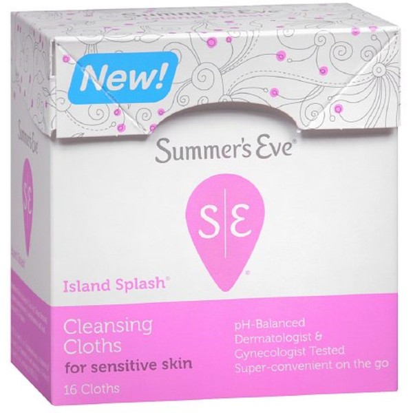 Summer's Eve Cleansing Cloth for Sensitive Skin, Island Splash 16 ea (Pack of 4)