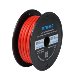 BNTECHGO 8 Gauge Silicone Wire Spool 25 ft Red Flexible 8 AWG Stranded Tinned Copper Wire
