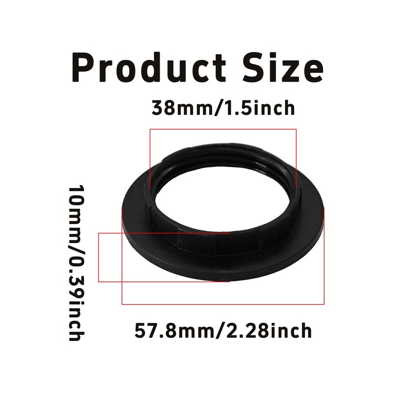 Runseaway 4Pcs E26 Lamp Shade Rings, Black Light Socket Ring