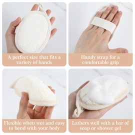 Nogeqi 4 Pack Natural Loofah Face Scrubber for Women Men, Exfoliating Scrub Pads, Face Loofah Exfoliating Scrubber Made from Organic Luffa for Bath Shower