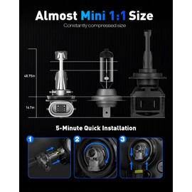 NOVSIGHT H11 LED Headlight Bulb - 27000LM 1:1 Size H11 Headlight Bulb, 600% 6500K Cool White Super Bright H8 H9 Bulb Conversion Kit, Plug and Play,IP68 Waterproof,Pack of 2