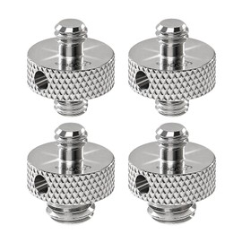 Frgyee Upgraded Stainless Steels 1/4" Male to 1/4" Male & 1/4" Male to 3/8" Male Tripod Threaded Screw Adapter with Hole for Camera Light Stand with Hex-L Wrench 4 Pcs